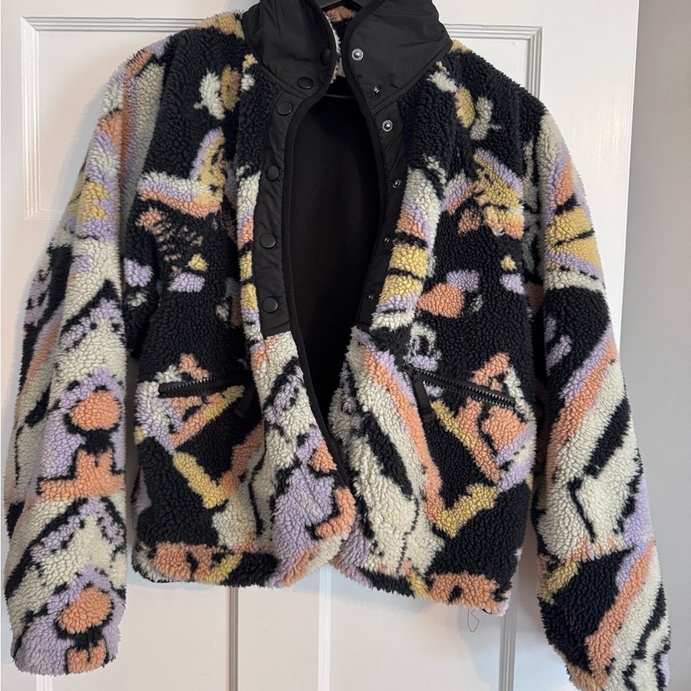 FP Movement Hit the Slopes by Free People Abstract Sherpa Jacket in Black Multi